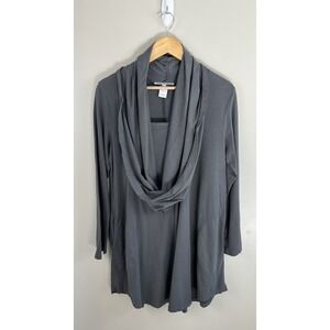 Prairie Underground Sz M Your Orbit Cowl Neck‎ Tunic Boho Lagenlook Gray Green
